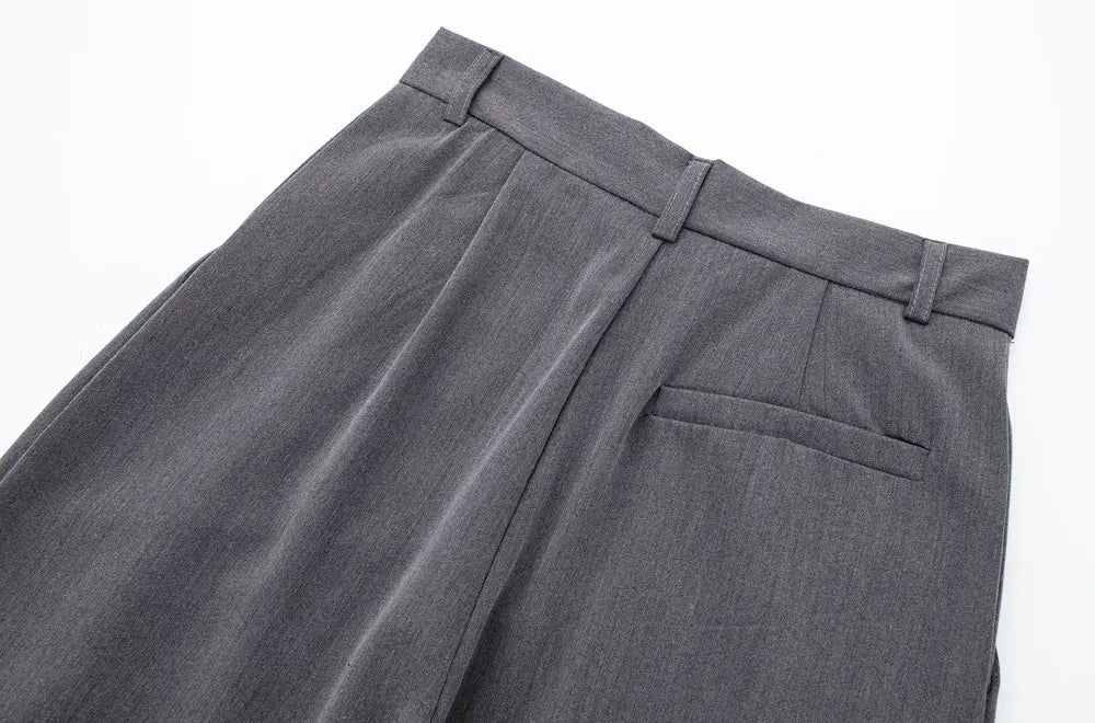 Vintage High Waist Zipper Fly Female Trousers