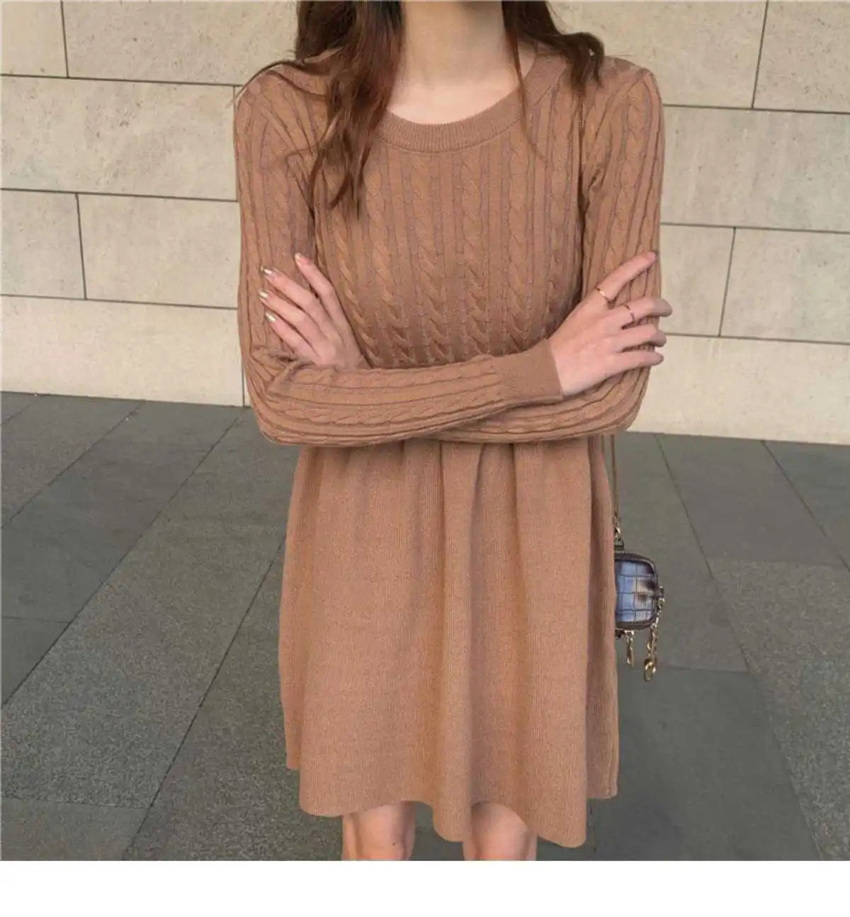 Knitted Dress for Women in Autumn Winter French Temperament