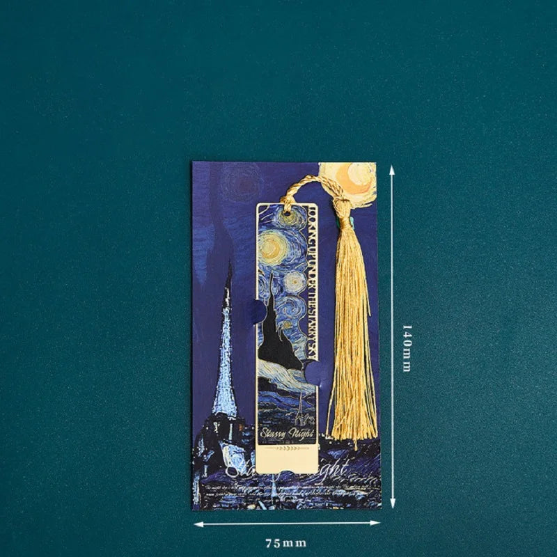 1 pc Retro Floral Painting Metal Bookmark Hollow Bronzing Bookmark