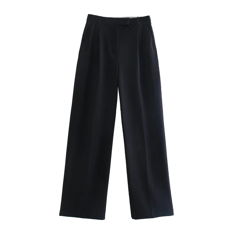 Vintage High Waist Zipper Fly Female Trousers