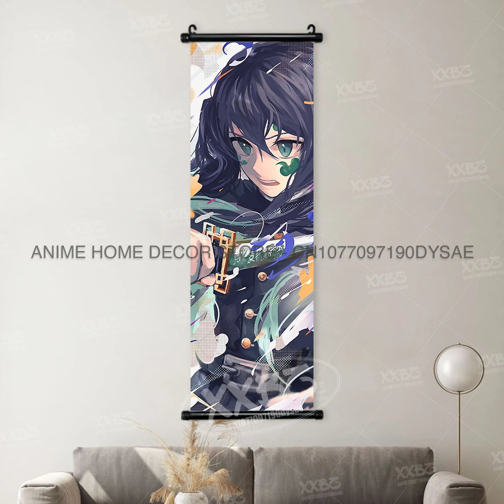 Demon Slayer Poster Kamado Tanjirou Scroll Picture Nezuko Hanging Painting Kanroji Mitsuri Wall Art Anime Uzui Tengen Home Decor