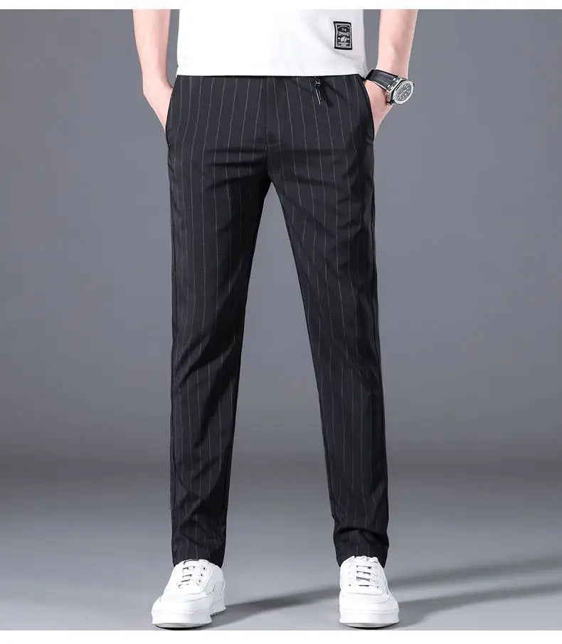 Spring Summer Men Thin Striped Business Suits Pants Streetwear