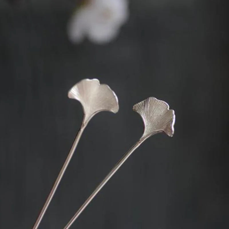 Designer original new in jewelry for women antique apricot leaf hairpin 925 silver