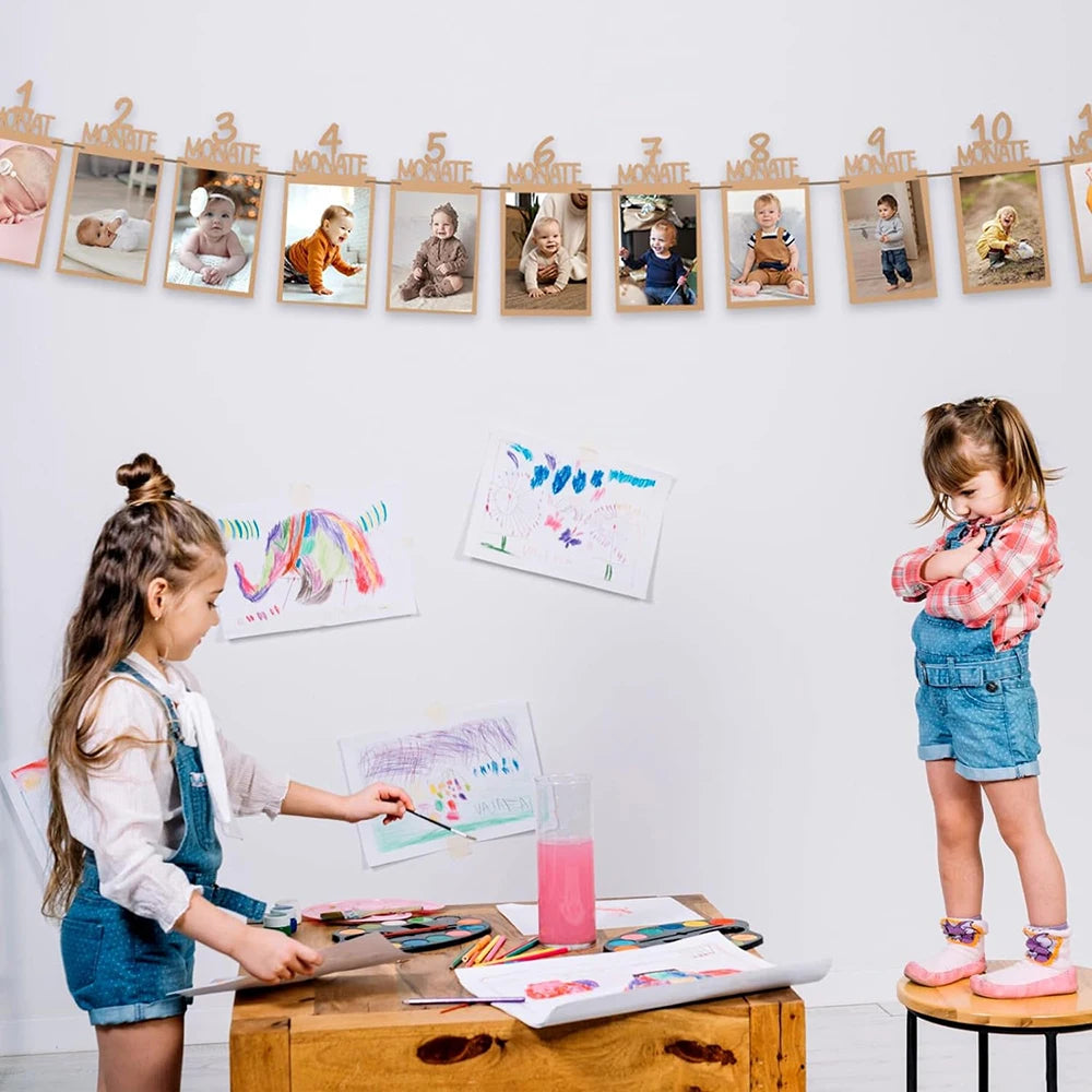 Baby 1st Birthday 12 Months Photo Frame Banner