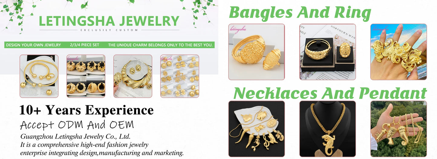 African Fashion Sets Luxury Dubai Jewelry Round Bead Stud Earrings Pendant Necklace