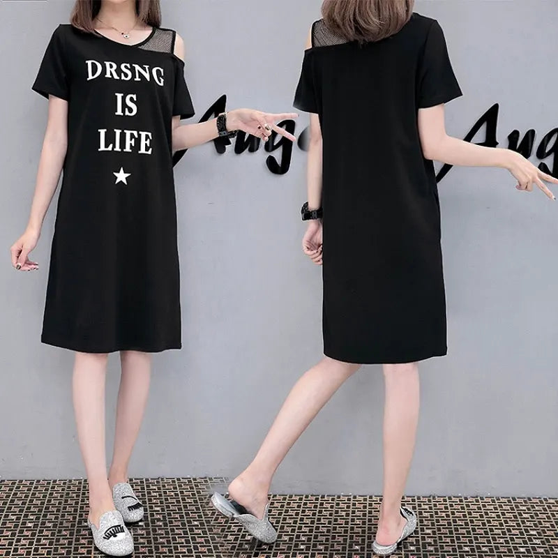 Midi Dress Short Sleeve Summer Stylish Gauze Off Shoulder