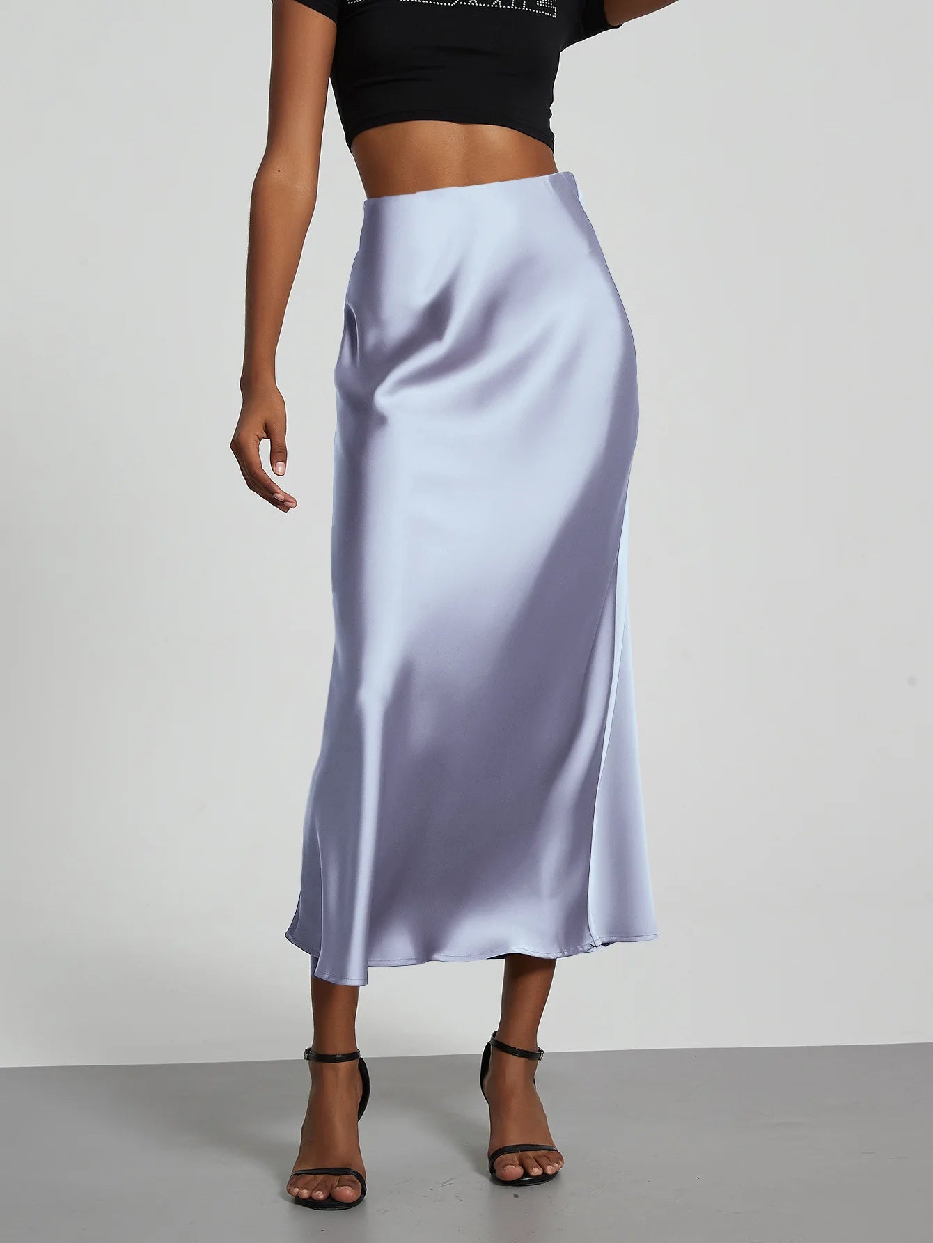 21 Colors Elegant High Waist Satin Long Skirts