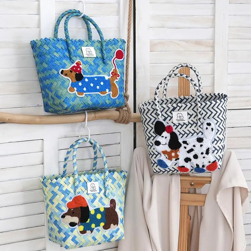 Large Capaci Handwoven op Bag Buet ape Cartoon Summer Handbag