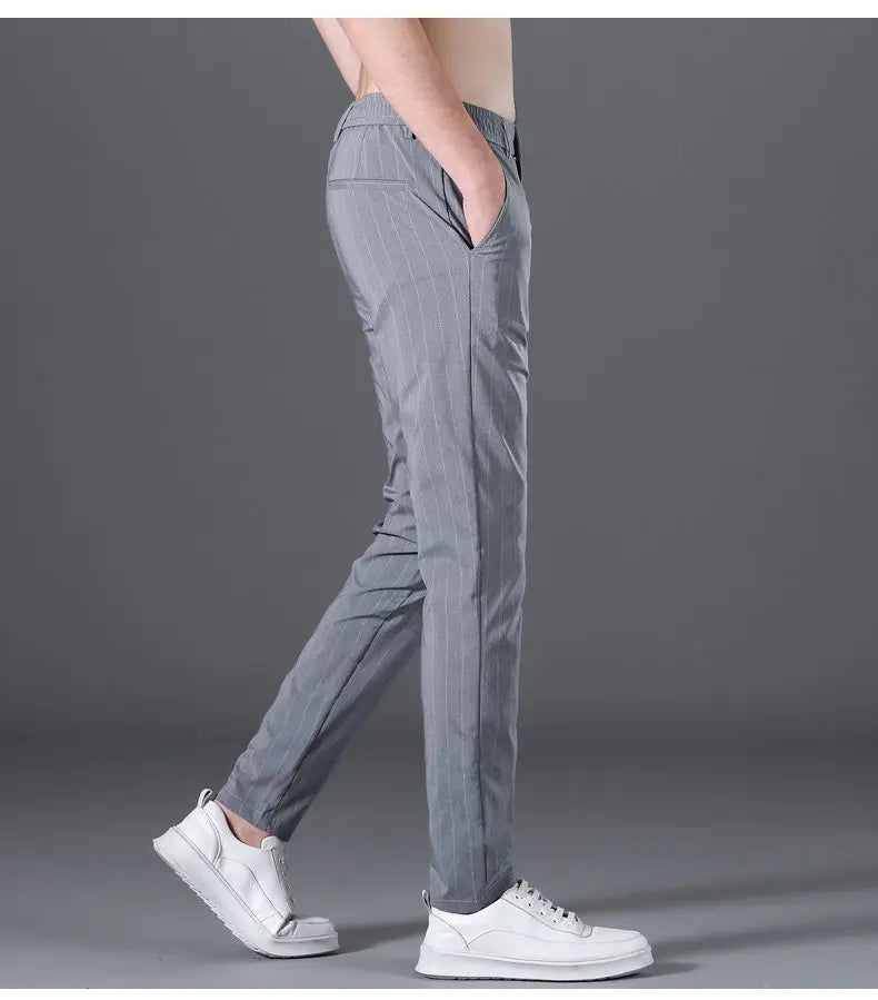 Spring Summer Men Thin Striped Business Suits Pants Streetwear