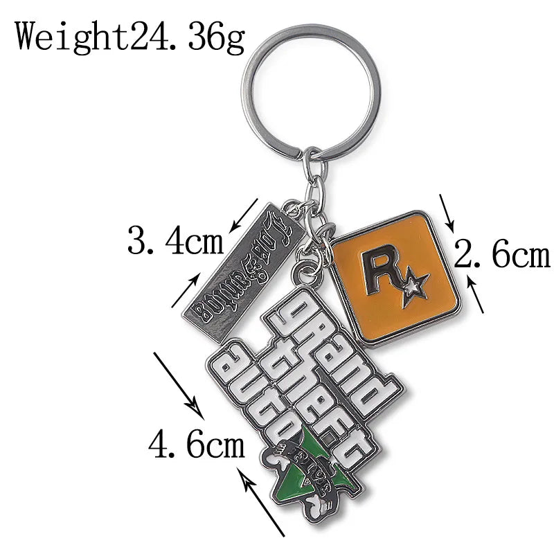 Fashion Jewelry PS4 GTA 5 Keychain Grand Theft Auto V Keyring car pendant Accessories