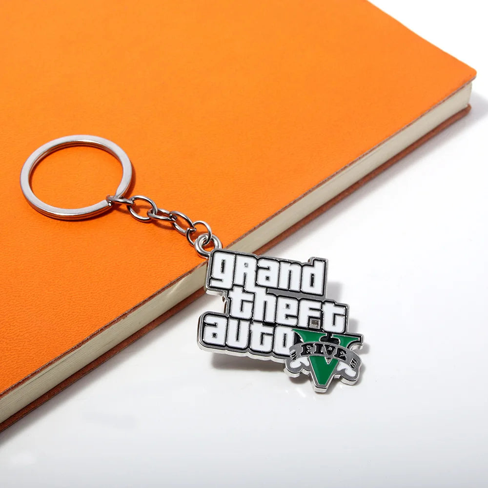 Fashion Jewelry PS4 GTA 5 Keychain Grand Theft Auto V Keyring car pendant Accessories