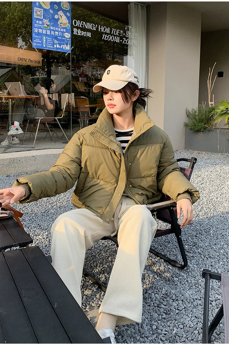 Coat Zipper Puffer Jacket Korean Fashion Cotton-padded Jacket