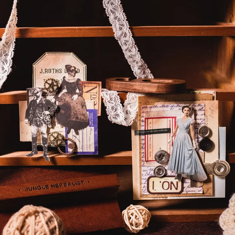 Mr. Paper, Retro Character Hard Card Stickers, Decorative Scrapbook Notebook