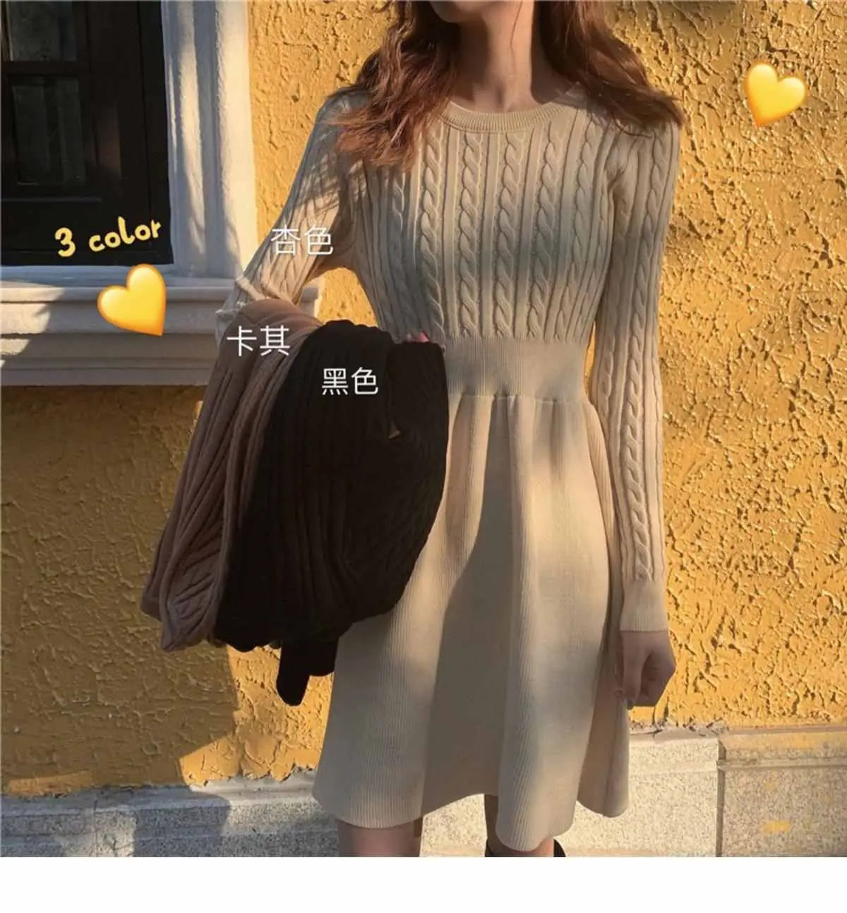 Knitted Dress for Women in Autumn Winter French Temperament