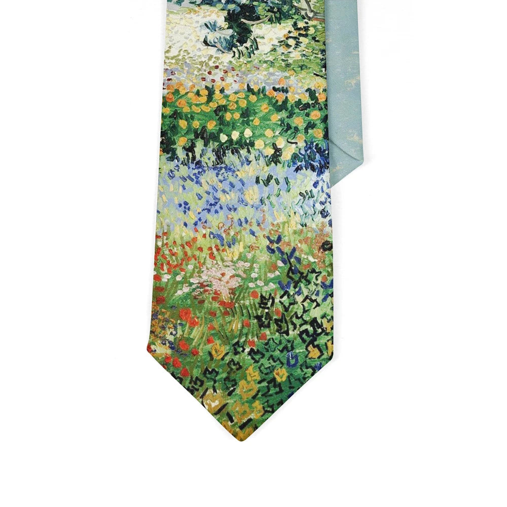 Famous Oil Painting Printed Tie Adult 8cm Wide Narrow Polyester
