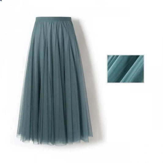 High Waist Pleated Long Skirt