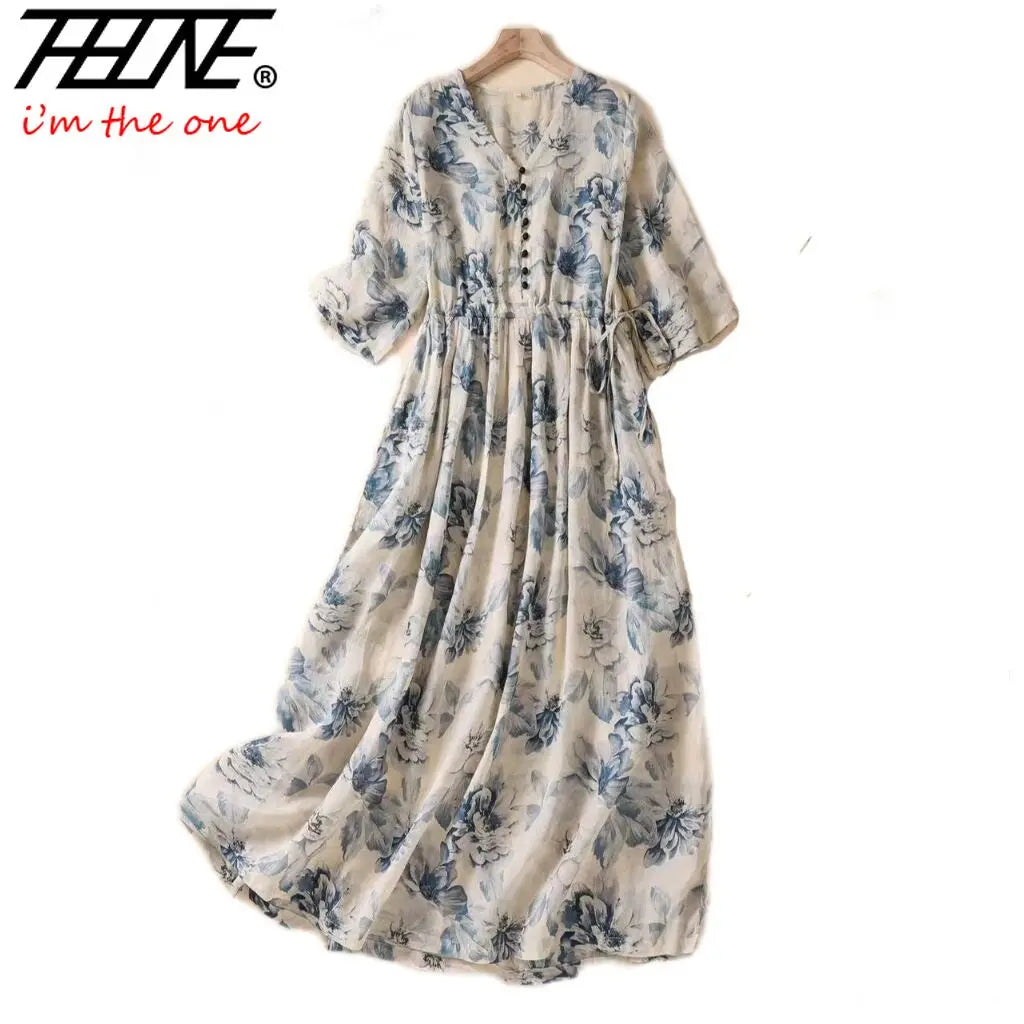 Casual Loose Print V Neck Short Sleeve