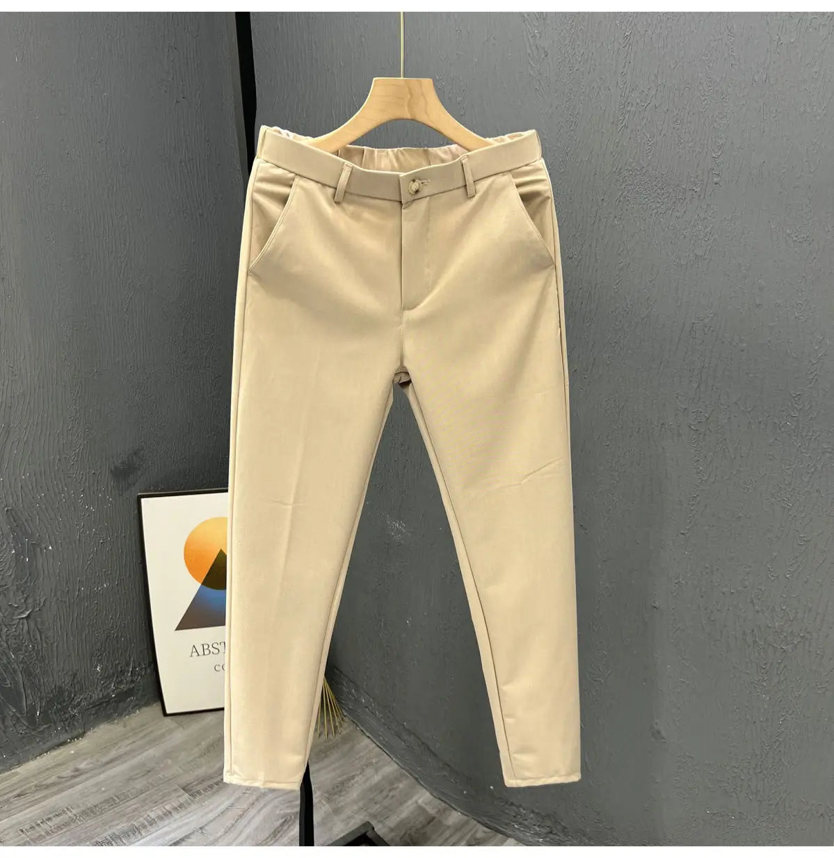 Business Casual All Match Suit Pants Formal Strecth Solid Straight Slim Trousers