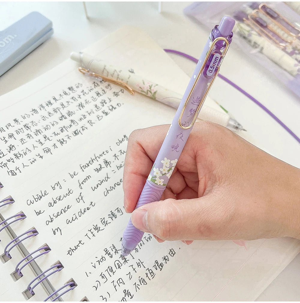 Gel Pen Quick-Drying Retractable 0.5mm Black Ink Pens Writing Stationery