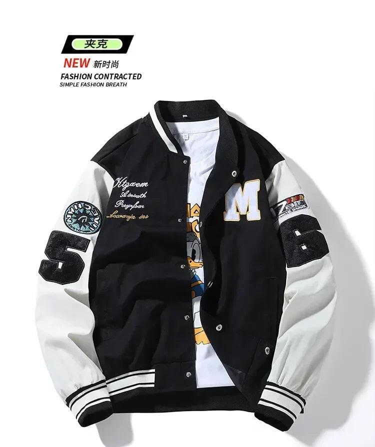 Mens Clothes Loose Fashion Baseball Uniform Outdoor Biker Travel Coat