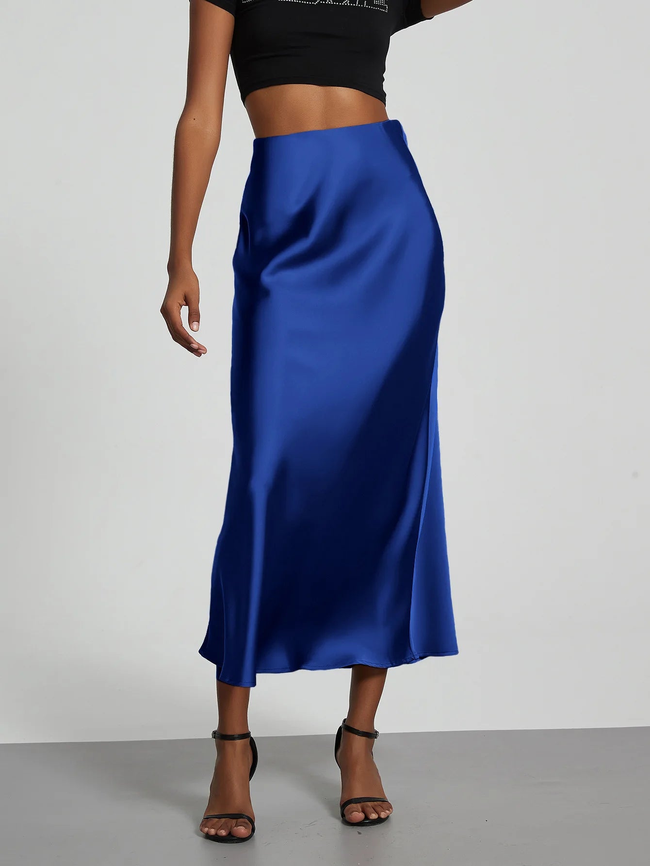 21 Colors Elegant High Waist Satin Long Skirts