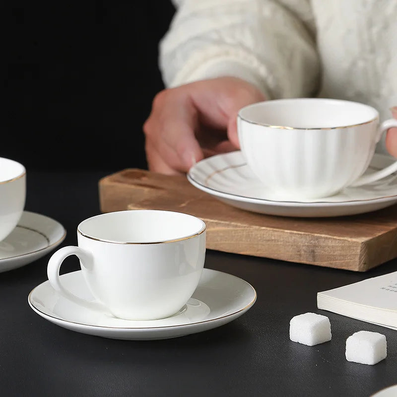 mug Bone china gold edged coffee cup set luxury