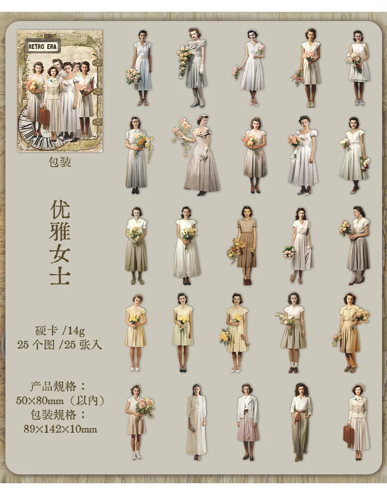 Mr. Paper, Retro Character Hard Card Stickers, Decorative Scrapbook Notebook