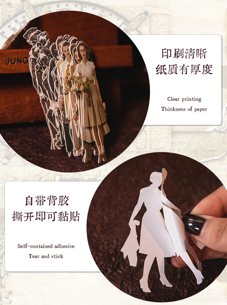 Mr. Paper, Retro Character Hard Card Stickers, Decorative Scrapbook Notebook