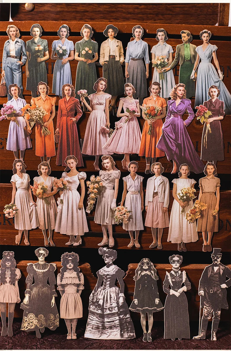 Mr. Paper, Retro Character Hard Card Stickers, Decorative Scrapbook Notebook