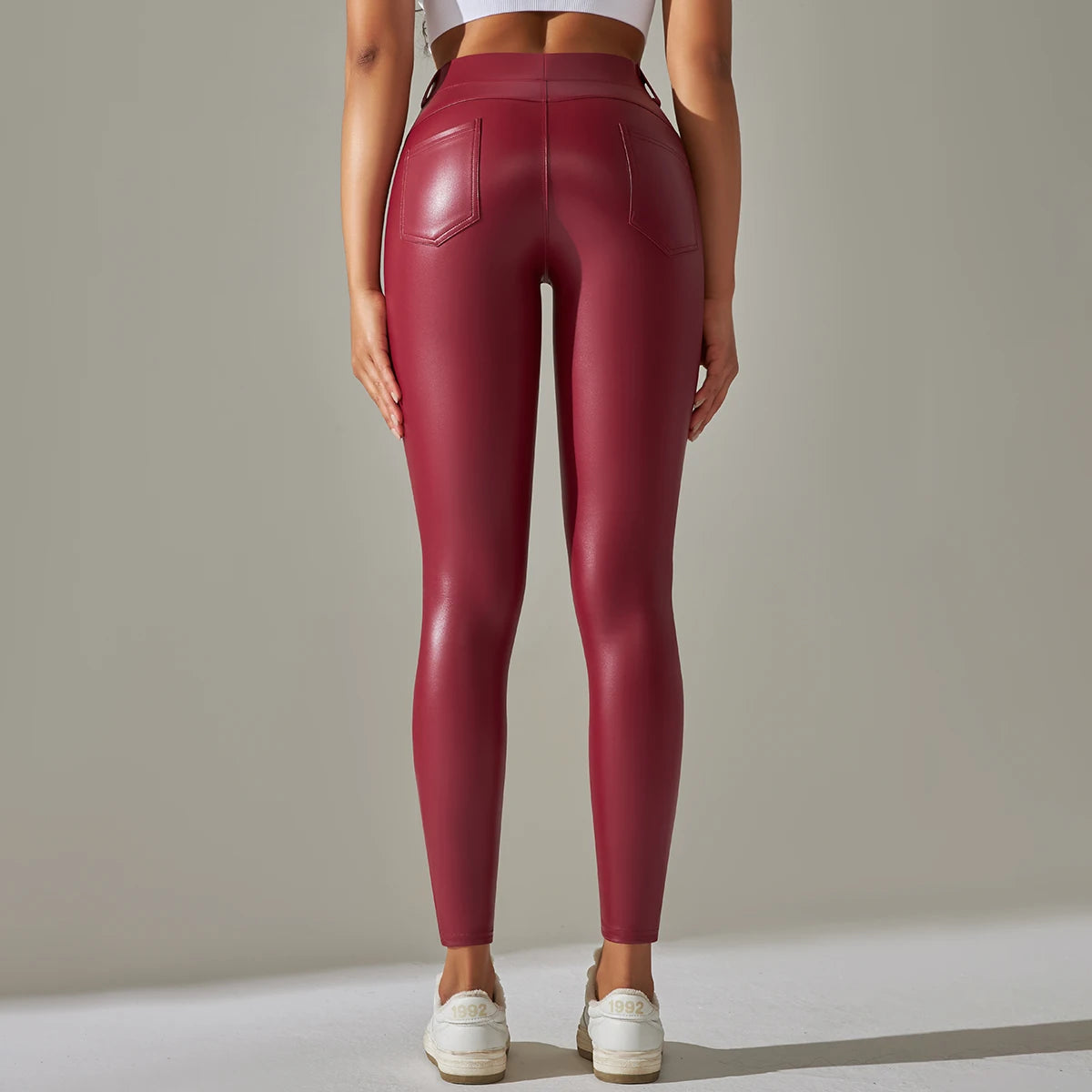 Faux Leather Pants High Waist Push Up Casual Leggings 6 Color