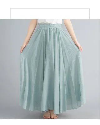 Cotton Long Skirts Elastic Waist