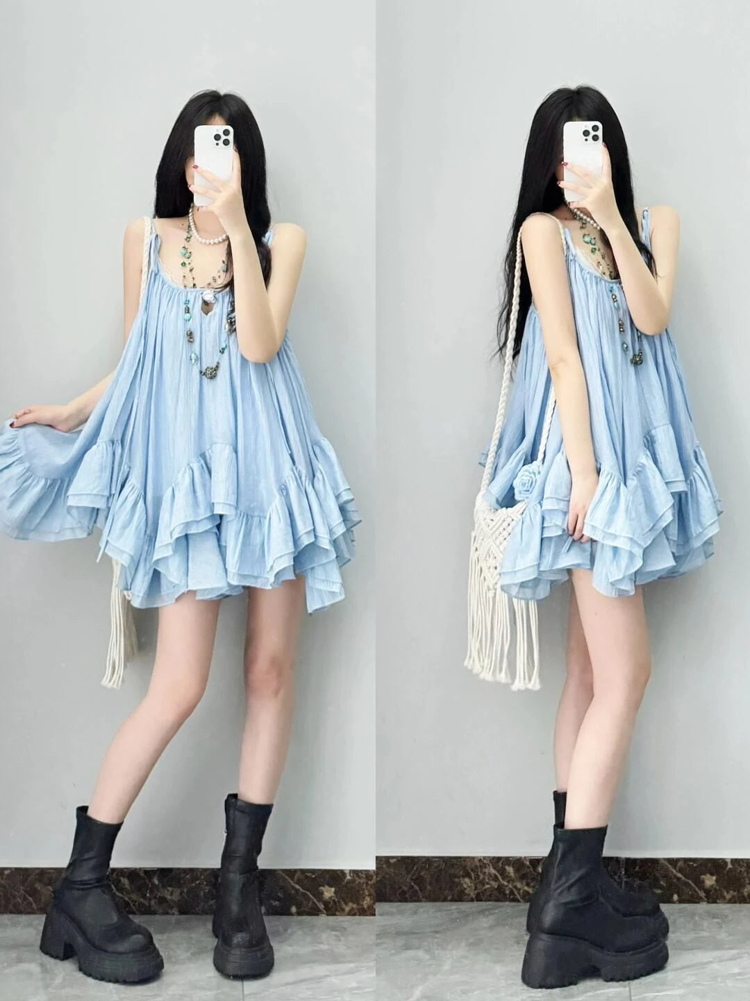 Tops Sleeveless Solid Vest Irregular Ruffles Loose Camis