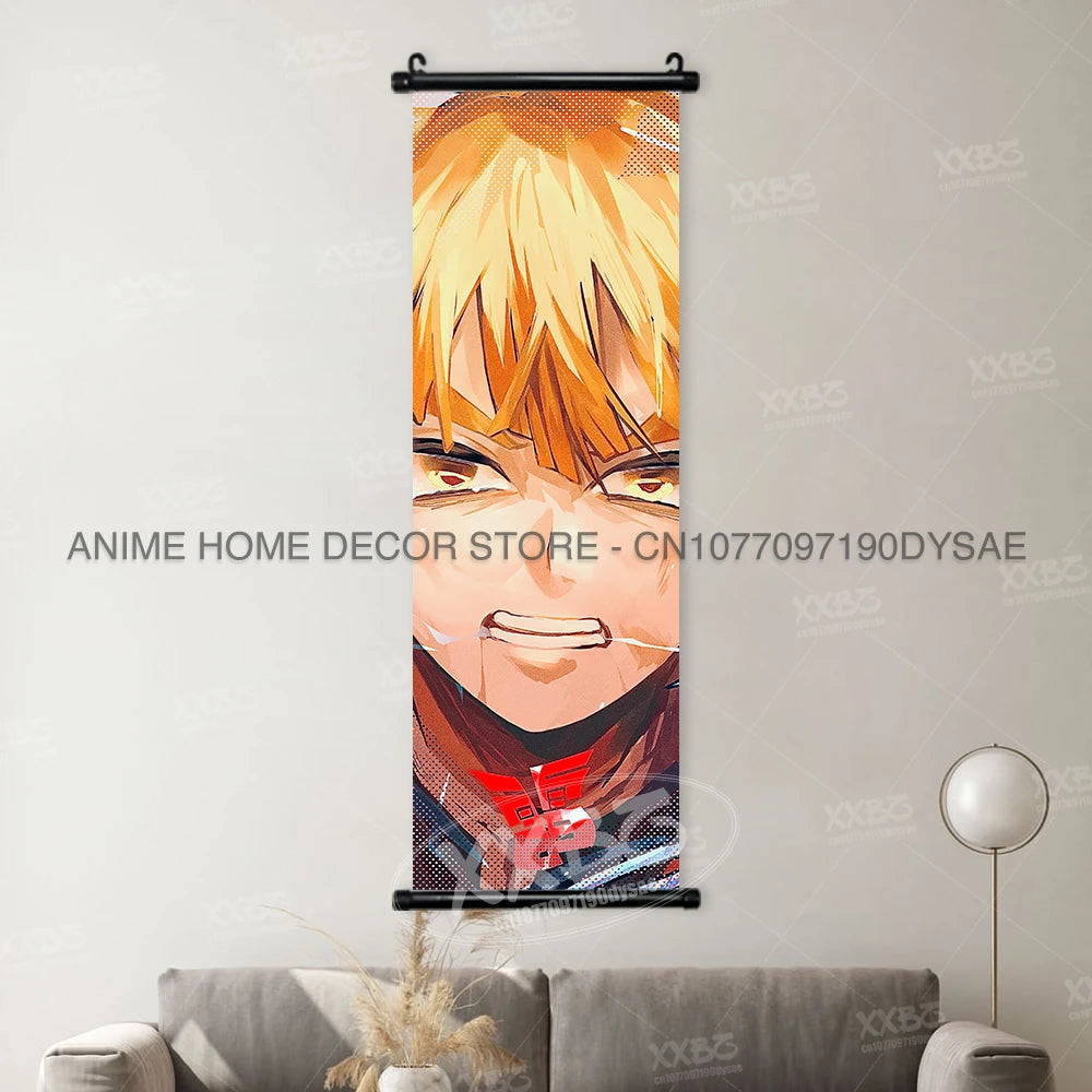 Demon Slayer Poster Kamado Tanjirou Scroll Picture Nezuko Hanging Painting Kanroji Mitsuri Wall Art Anime Uzui Tengen Home Decor