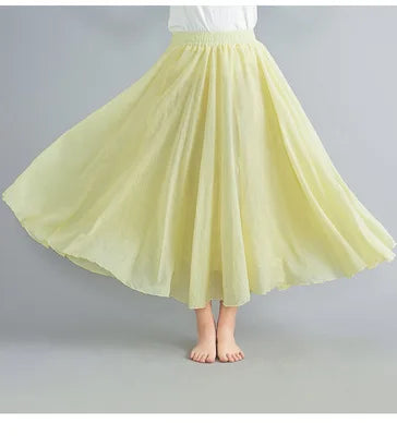 Cotton Long Skirts Elastic Waist