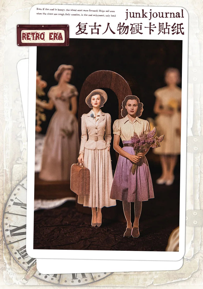 Mr. Paper, Retro Character Hard Card Stickers, Decorative Scrapbook Notebook