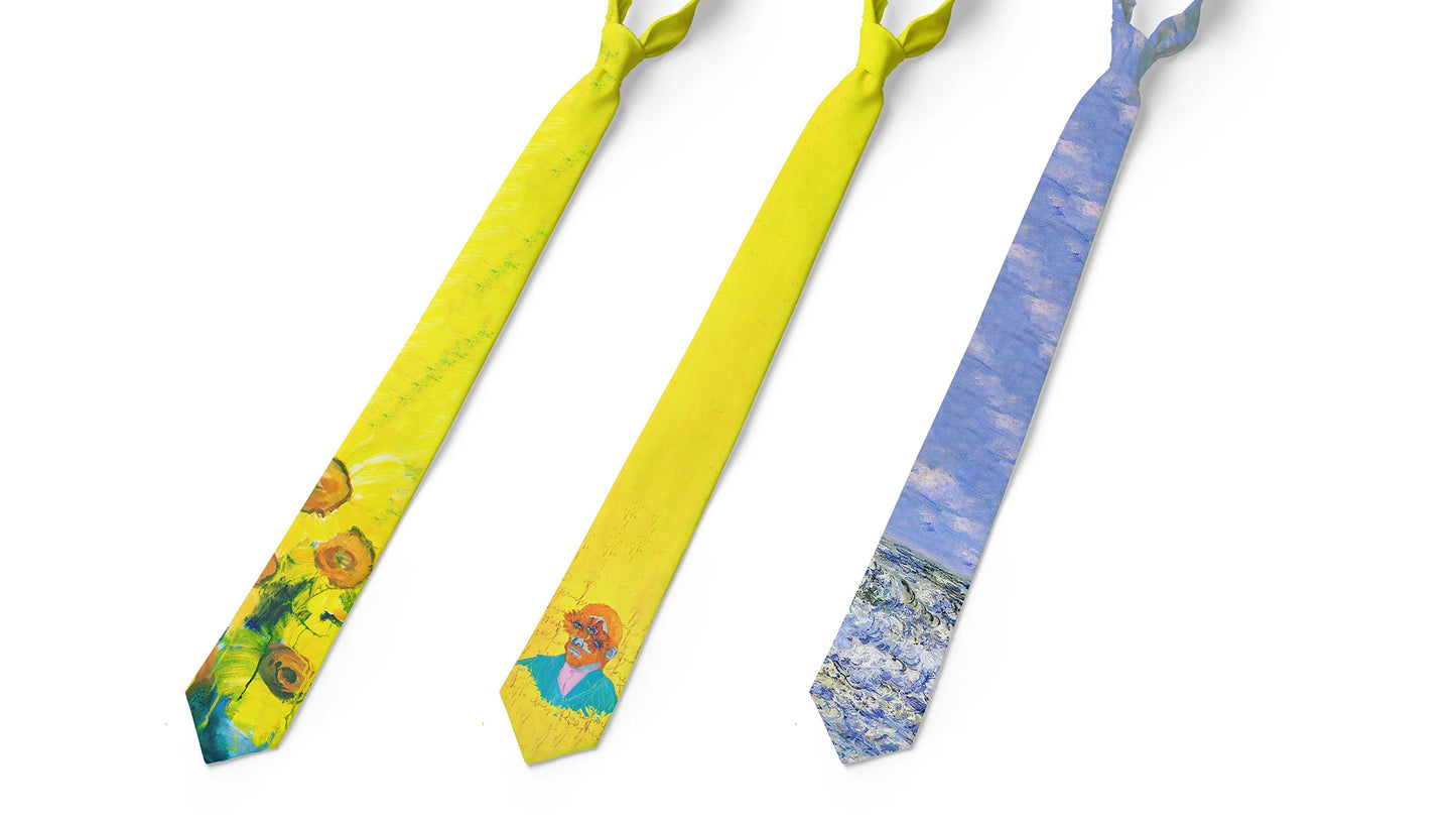 Famous Oil Painting Printed Tie Adult 8cm Wide Narrow Polyester