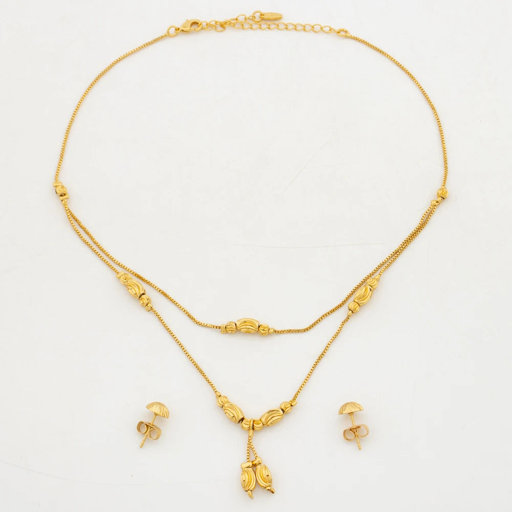 African Fashion Sets Luxury Dubai Jewelry Round Bead Stud Earrings Pendant Necklace