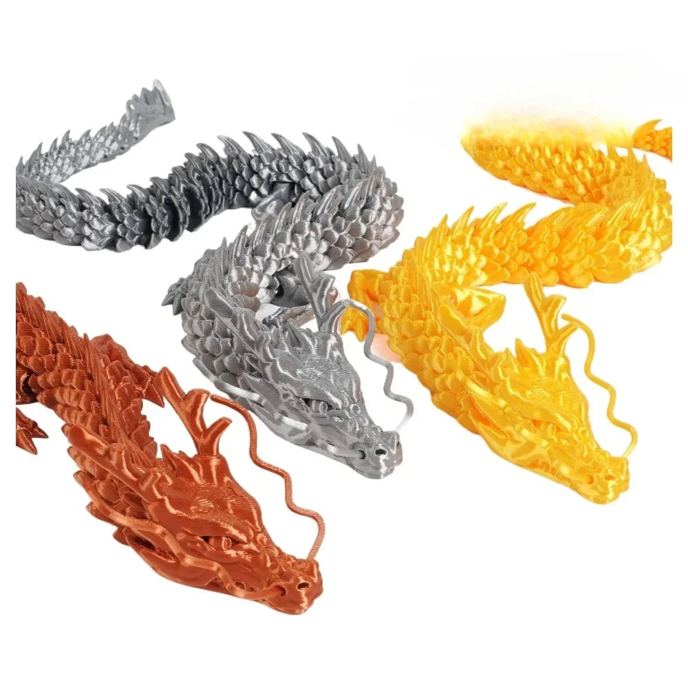 3D Printed Dragon Ornaments Luminous Chinese Long Flexible Articulated