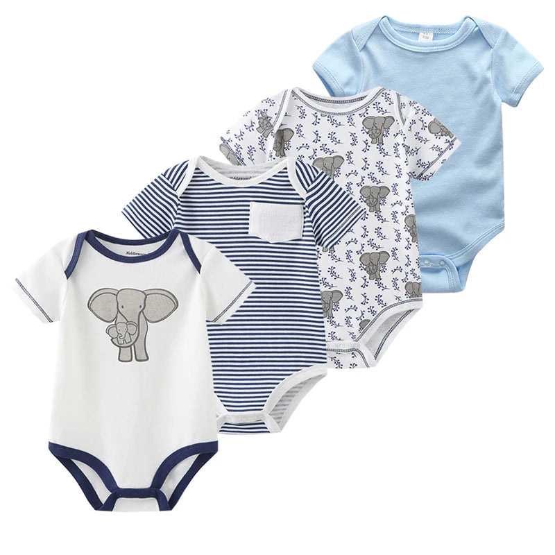 1/4Pcs Newborn Bodysuit Baby Short Sleeve  0-1Y