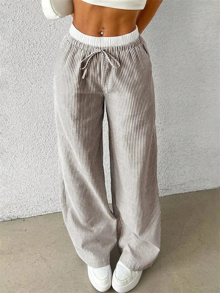 Striped Woven Wide Leg Pants