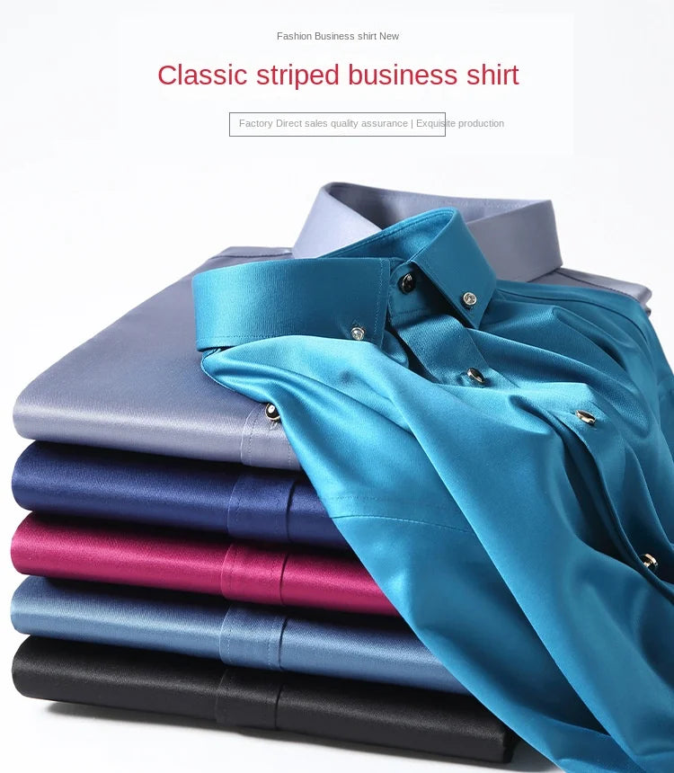 Men's quality shirt, long sleeved, new elastic, comfortable,non ironing