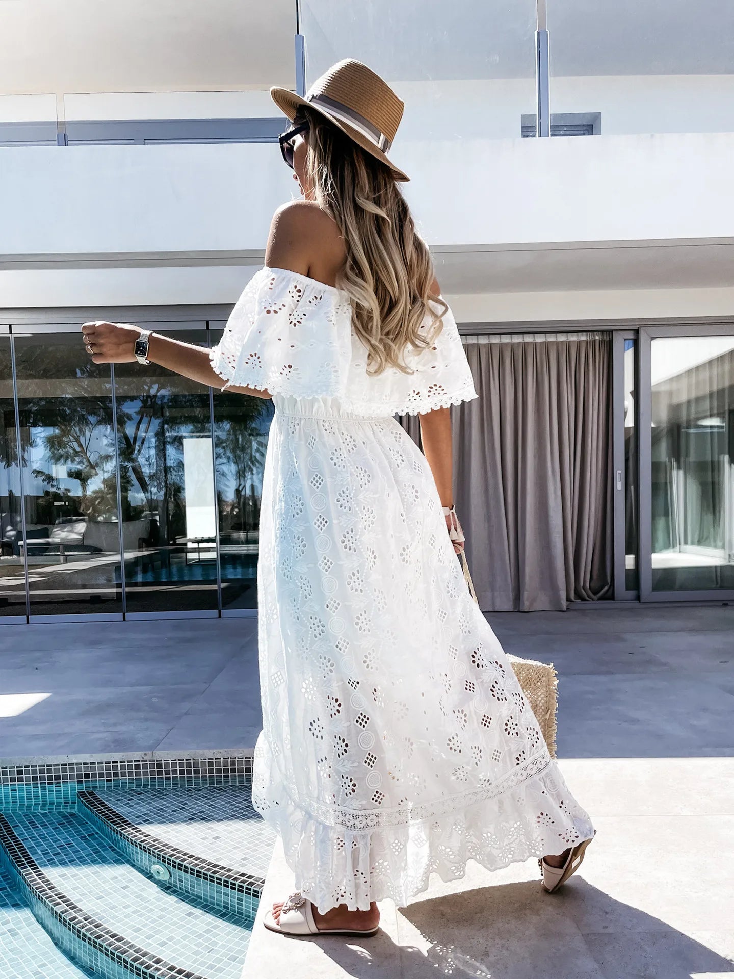 Long Dress Sexy Strapless Off The Shoulder Lace Tassel