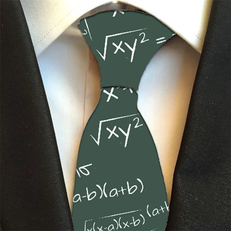 Fun Mathematical Formula Men's Tie 3D Printing 8CM Fashion