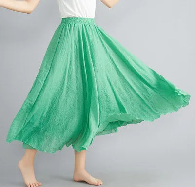Cotton Long Skirts Elastic Waist