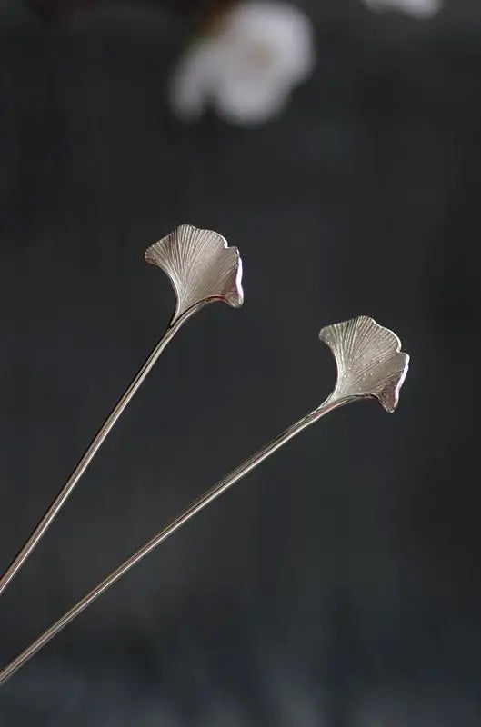 Designer original new in jewelry for women antique apricot leaf hairpin 925 silver
