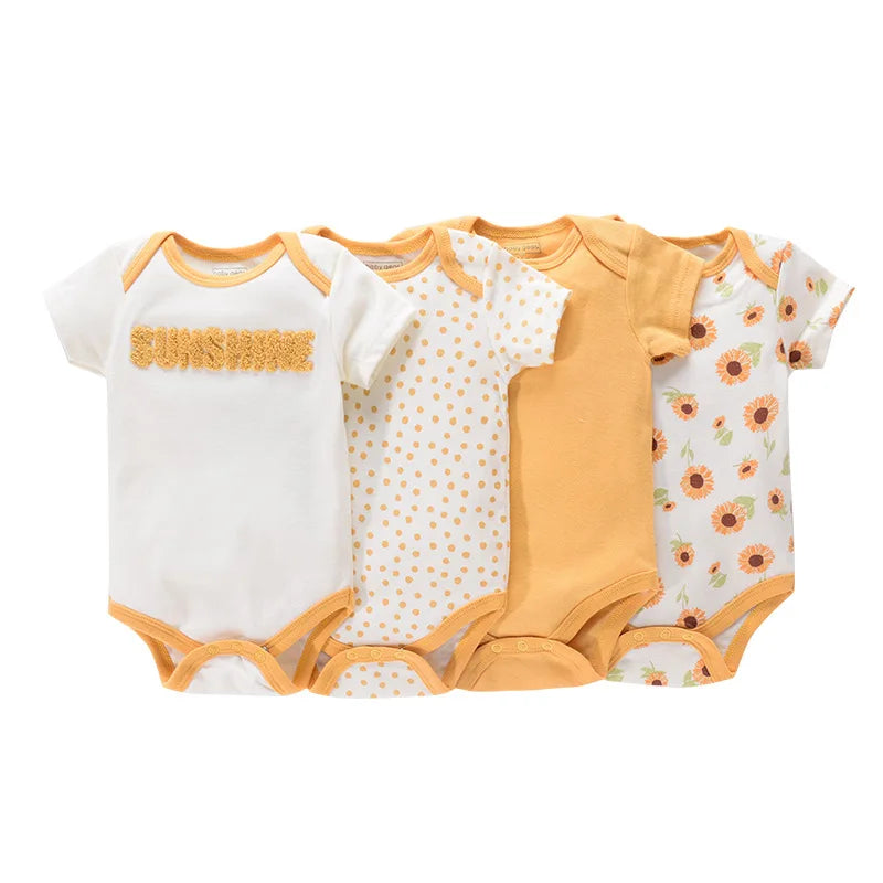 1/4Pcs Newborn Bodysuit Baby Short Sleeve  0-1Y