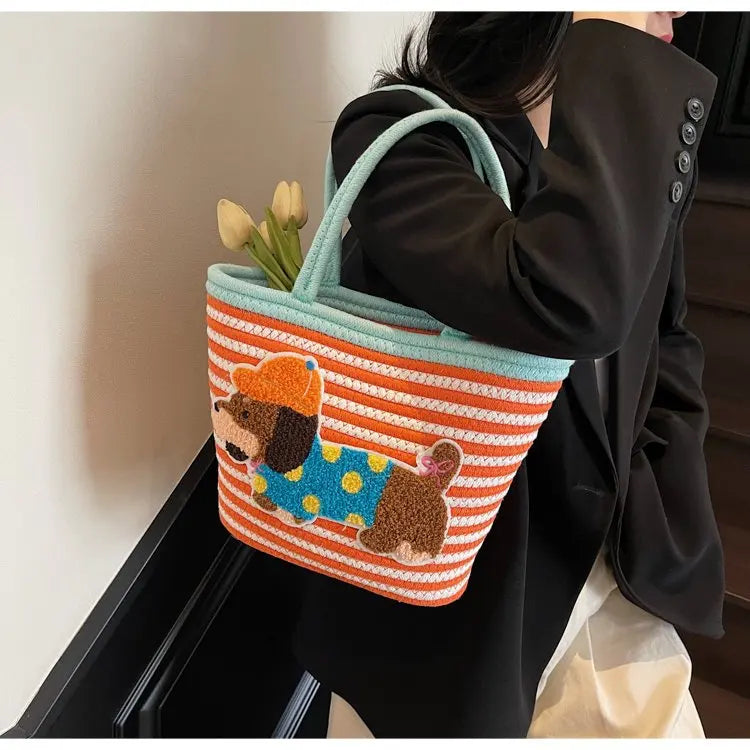 Cartoon Small Basket Bag for Girls Children Outdoor Picnic Single oulder