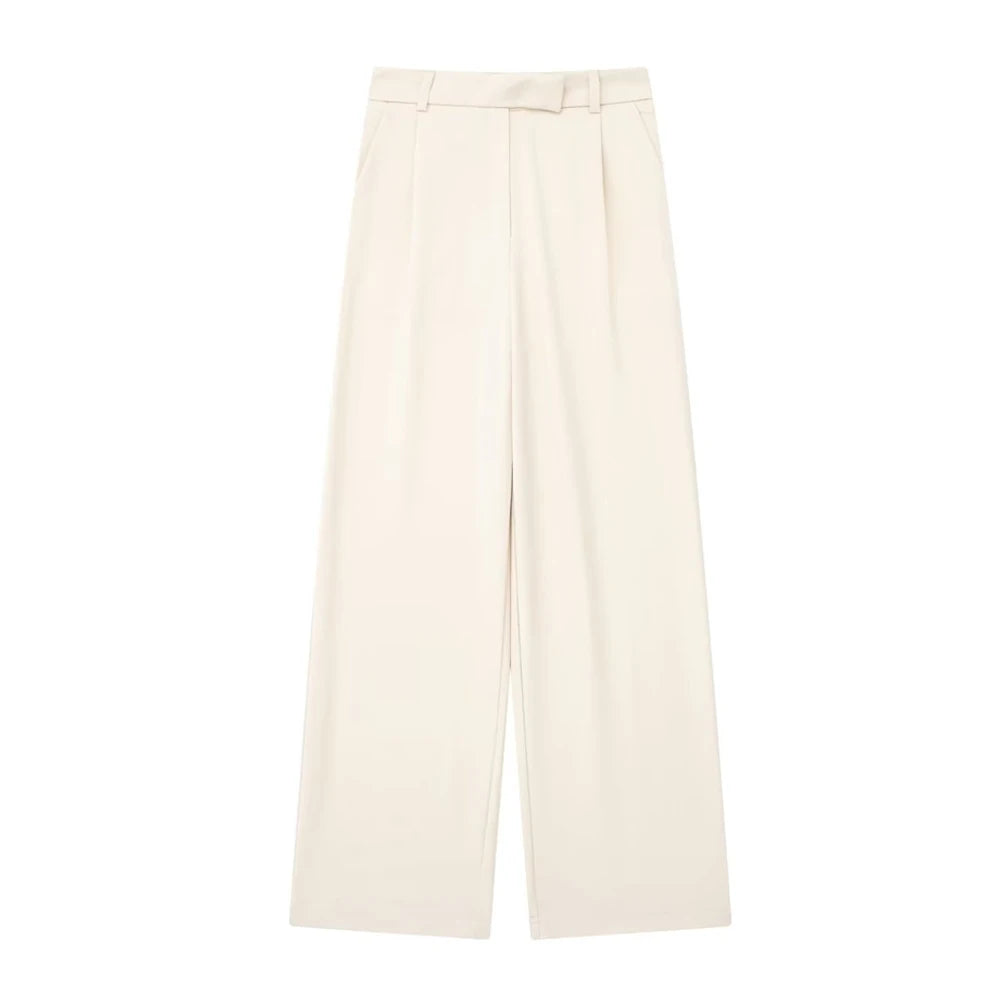 Vintage High Waist Zipper Fly Female Trousers