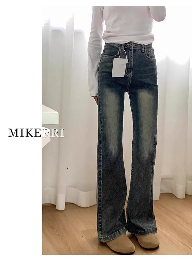 Retro Micro Flare Jeans Elastic Slimming High Waist