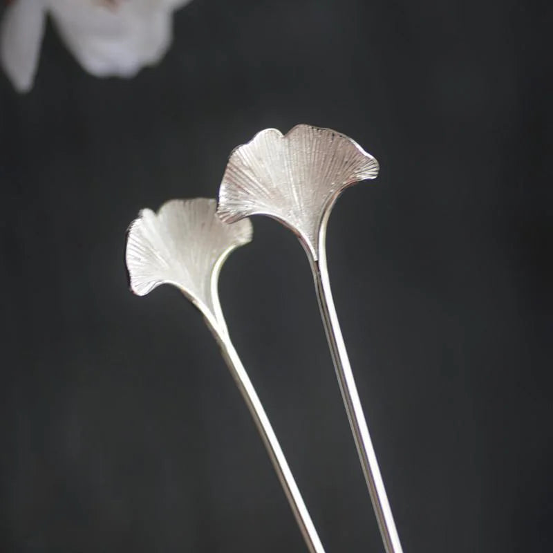 Designer original new in jewelry for women antique apricot leaf hairpin 925 silver